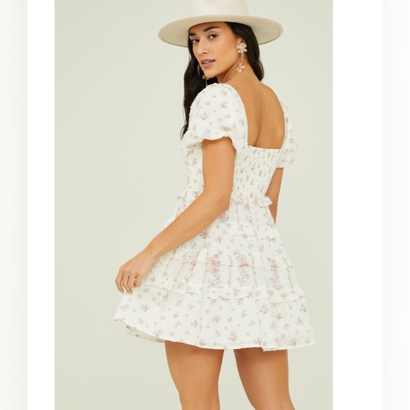 ALTAR’D STATE COQUETTE FLORAL HARLOW WESTERN FESTIVAL SPRING MINI RUFFLES DRESS - Picture 2 of 14